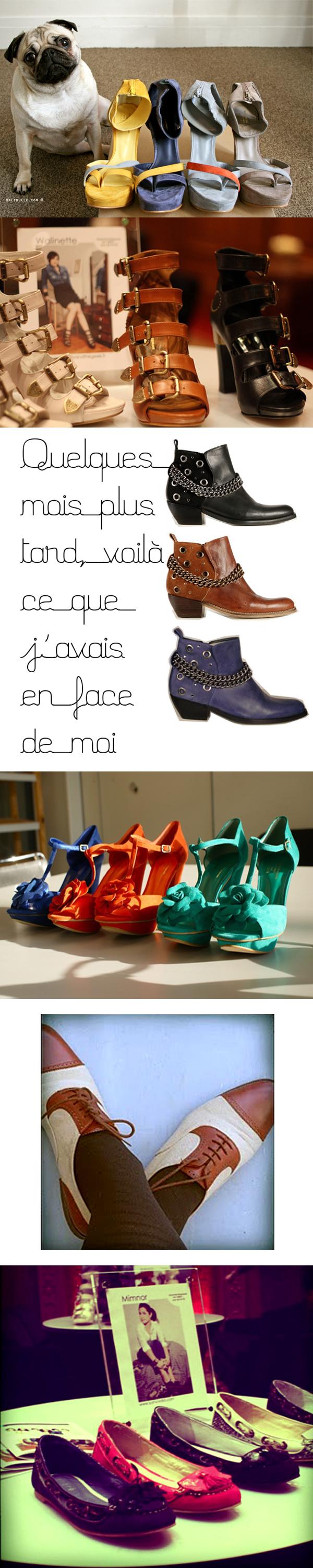 6 blogueuses créent des chaussures pour André. De haut en bas: Ballibulle, Walinette, Coline, Violette, Miss Glitzy et Minmor. 