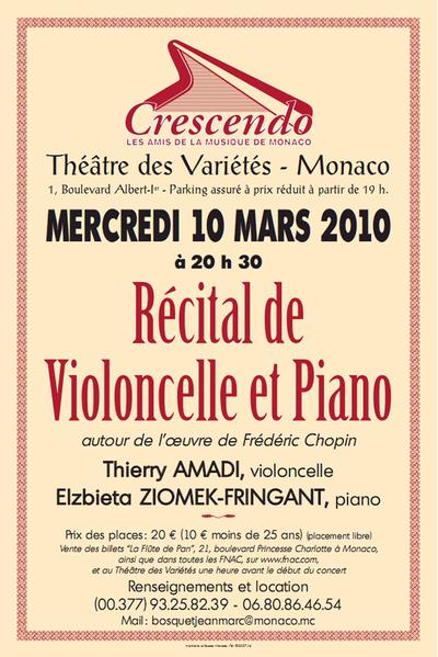 BICENTENAIRE DE LA NAISSANCE DE CHOPIN - mercredi 10 mars 2010 - 20h30 - Théâtre des Variétés - MONACO