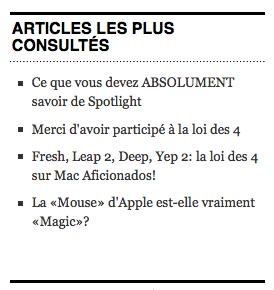 Articles les plus consultés Mac Aficionados™