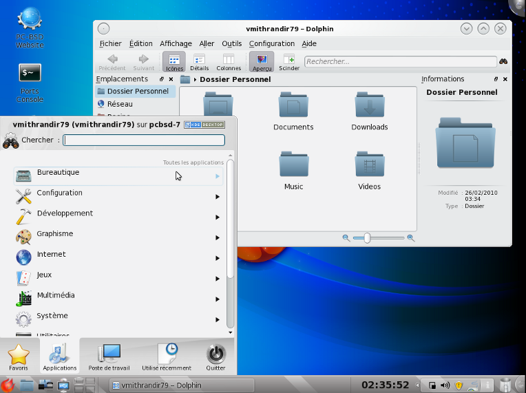 Dolphin et menu KDE