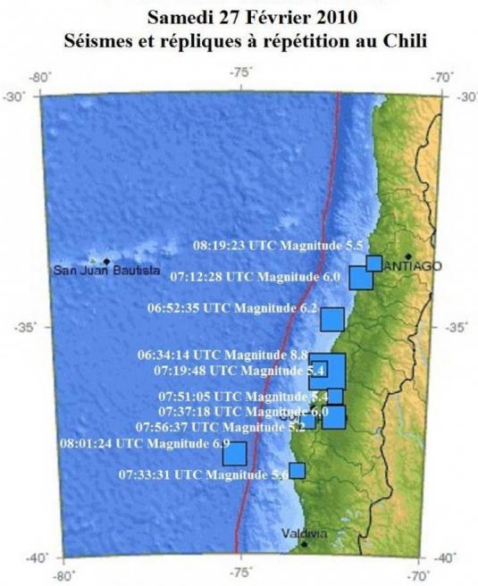 Chili : très violent séisme de magnitude 8.8