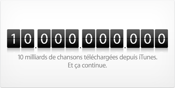 iTunes : 10 milliards de chansons vendues