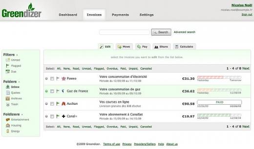 GreenDizer - dématérialisation - capture écran logiciel en ligne