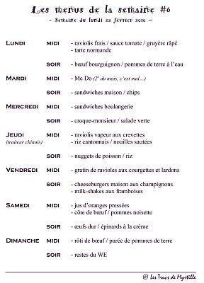 Menus de la semaine #6