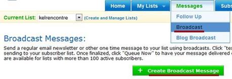 Comment mettre en place une chaine de prospection et de fidélisation avec Aweber ? – Partie 1 create broacast