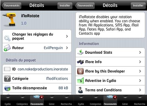 [ Cydia ] iNoRotate 1.0 : rotation de l’écran ou pas, à vous de choisir :)