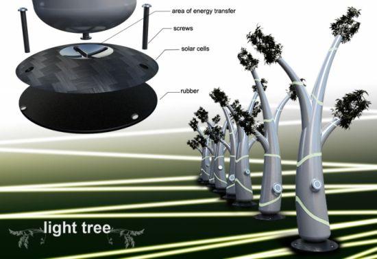 arbre lumiere ecodesign 2 (energie renouvelable)   Un arbre en en guise de lampadaire
