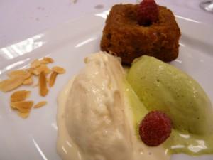 Muffins au Carambar, glace vanille et pistache