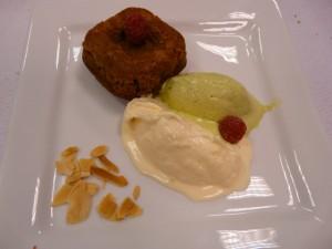 Muffins au Carambar, glace vanille et pistache