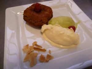 Muffins au Carambar, glace vanille et pistache