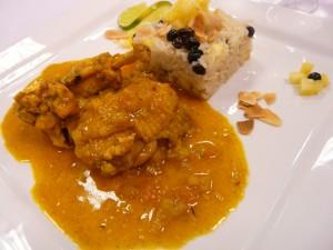 Curry de volaille, riz Madras