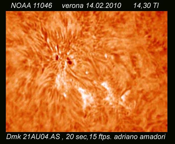 Zones actives solaires NOAA 11046 et 11048