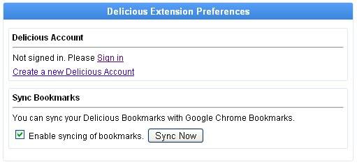 AddOn optionsChrome Delicious pour Google Chrome, vraiment top!