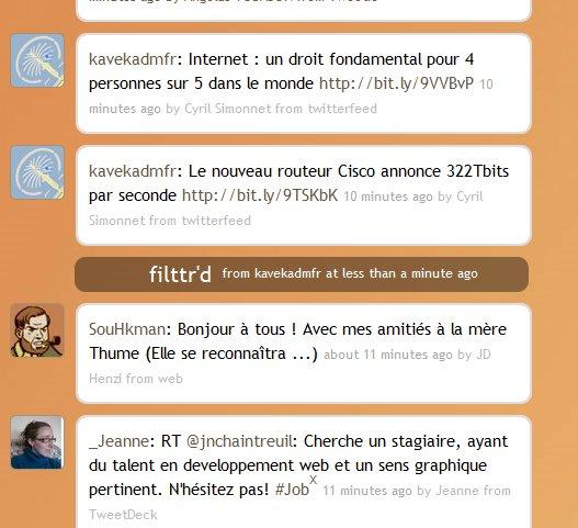 filtrer sur twitter : Filltr