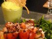 Salade "Orchidée" mangue gingembre, verrines avocat noix coco soleils d'emmental gratinés! Rien