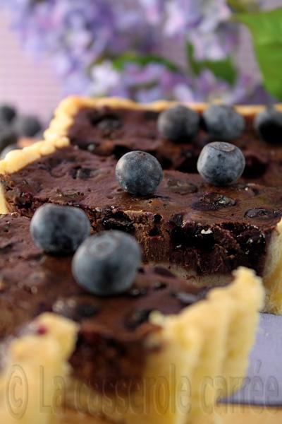 Quatre-vingt-quinzième participation aux TWD - Tarte moelleuse au chocolat et bleuets