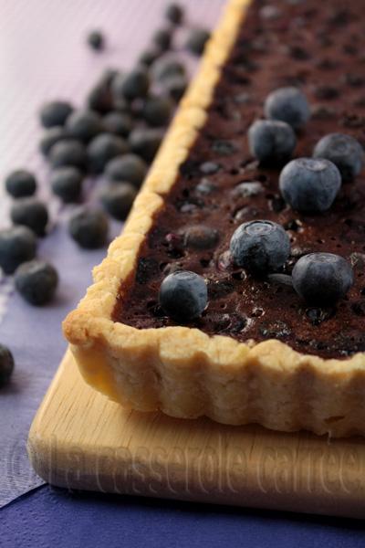 Quatre-vingt-quinzième participation aux TWD - Tarte moelleuse au chocolat et bleuets