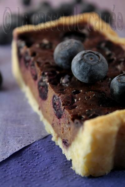 Quatre-vingt-quinzième participation aux TWD - Tarte moelleuse au chocolat et bleuets