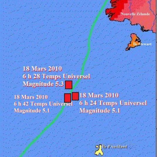 5.1, 5.3 et 5.1 de magnitude, au large de la Côte Ouest de Nouvelle Zélande : Un Raz de Marée