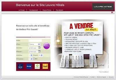 Le site Louvre hotels mise en vente 1euro sur eBay