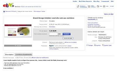 Le site Louvre hotels mise en vente 1euro sur eBay