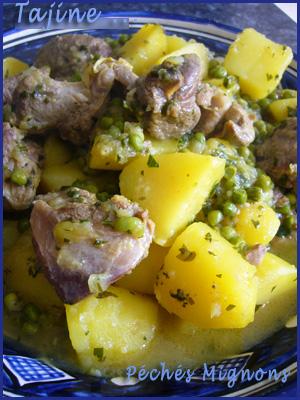 Tajine d'agneau et poulet aux pommes de terre et aux petits pois