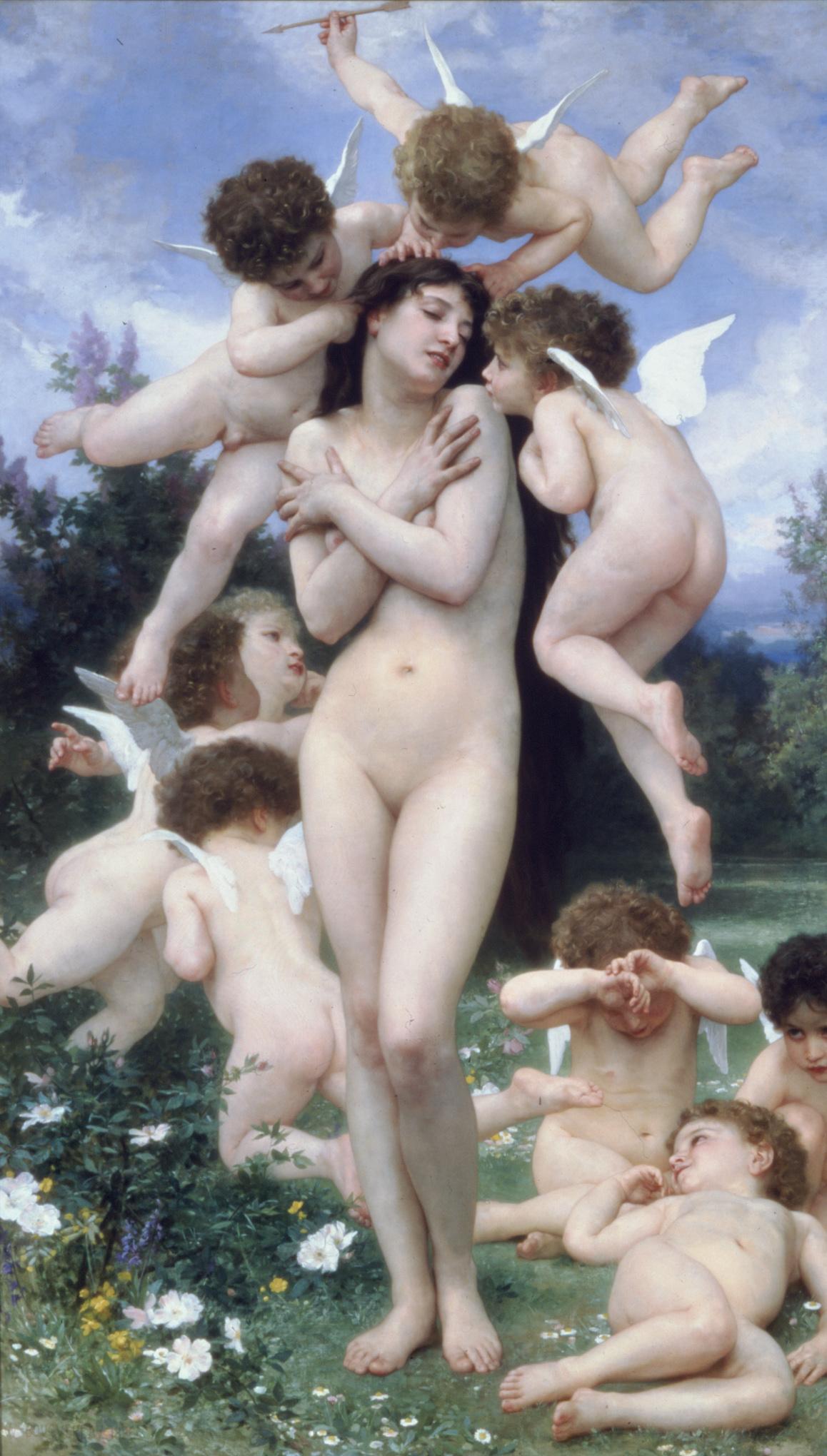 Le Retour du Printemps (1886) : William Bouguereau (1825 – 1905), peintre français de style académique, a usé souvent de thèmes allégoriques 
