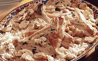 Veau à la normande : creme, calvados et champignons Veau à la normande : creme, calvados et champignons