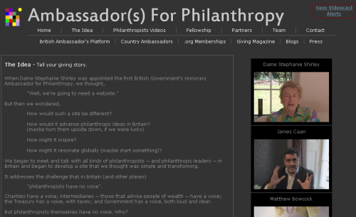 histoires de philantropes : le site Ambassador For Philanthropy (Grande Bretagne)