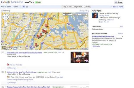 google bookmarks 1 Google Bookmarks propose la création et le partage de listes