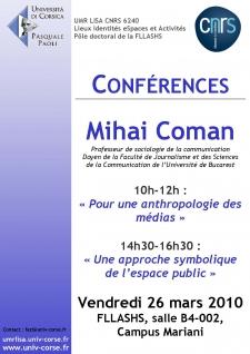 Conférences : Mihai Coman sera à Corte ce vendredi.