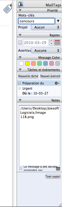 MailTags interface Mac Aficionados©