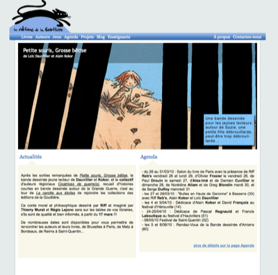 Le site des Editions de La Gouttière, une jeune maison qui se différencie par la qualité de son travail