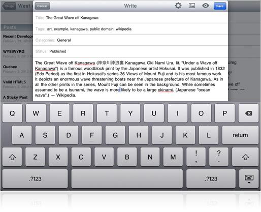 wordpress ipad Wordpress lance une version universelle de son application iPhone, iPad