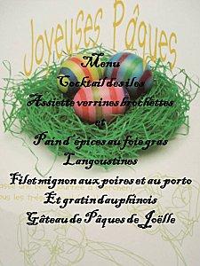 Le menu de Pâques