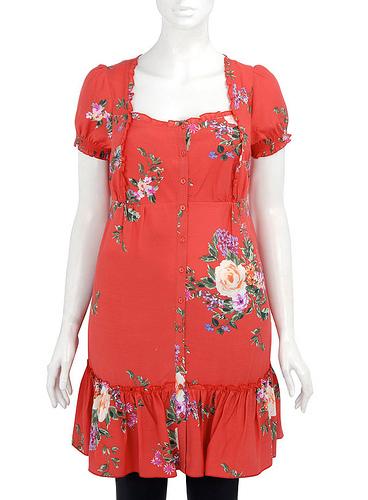 Evans Red Floral Babydoll Dress