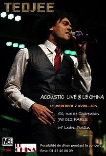Bon plan concert : TEDJEE au China (entrée libre)