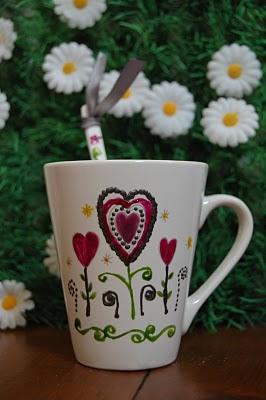 Tasses pour petit déj peintes à la main