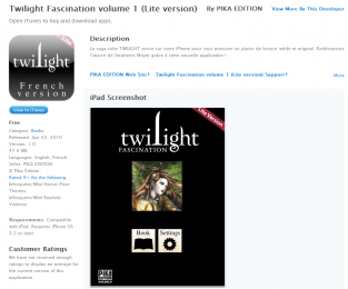 Twilight, Fascination, le roman graphique gratuit sur iPad