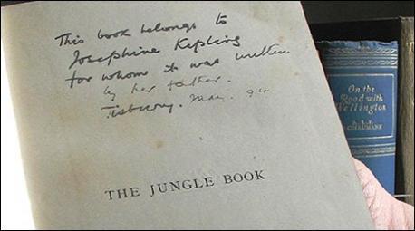 Le livre de la jungle, dédicacé par Kipling à sa fille
