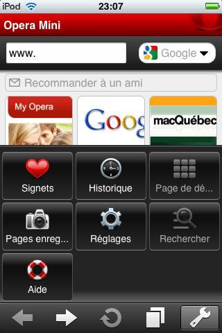 Opera sur l'iPhone