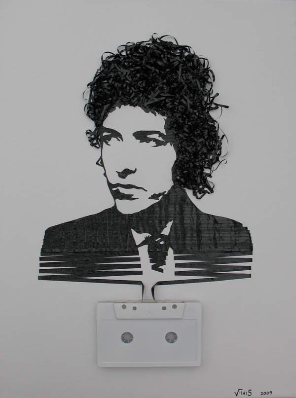 Bob-Dylan--Cassette-tape-on-canvas--2009.jpeg