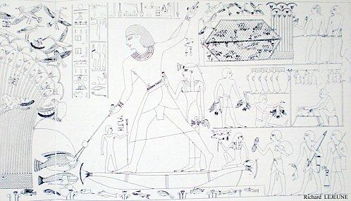 Neferhotep harponne - Croquis d'après Cailliaud