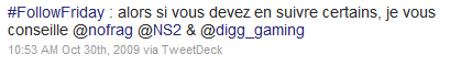 Exemple de Follow Friday sur Twitter