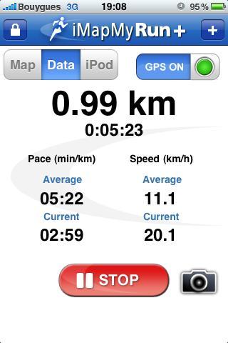 Test de l’application ‘iMapMyRun+’ pour iPhone