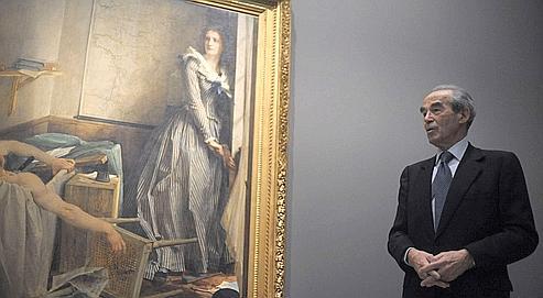 Robert Badinter devant «L'assassinat de Marat» de Paul Baudry.