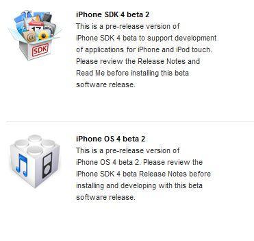 beta2 iPhone OS 4.0 bêta 2 proposé aux développeurs