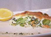 Flan fèves fraiches saumon fumé algues.