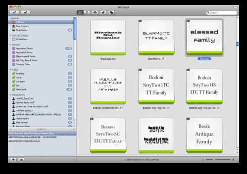FontCase interface Mac Aficionados©