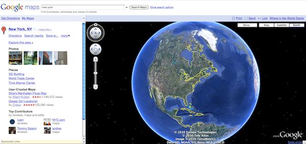 google maps earth 1 Google Earth accessible depuis Google Maps